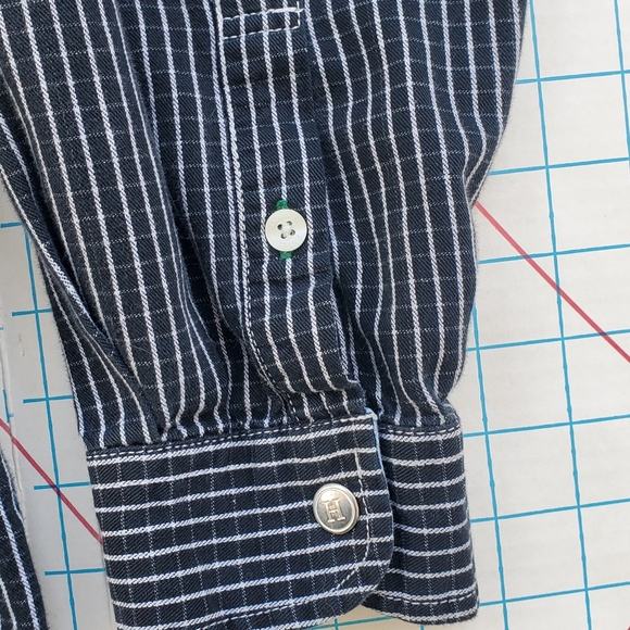 Tommy Hilfiger Button Up Shirt Men's Size Large Striped Longsleeve  Spell Out - Picture 6 of 9